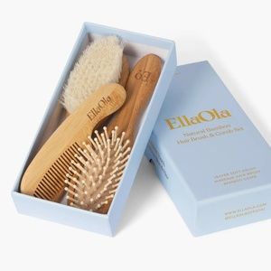 EllaOla Natural Bamboo Hair Brush & Comb Set